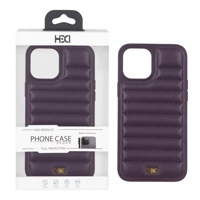 قاب اورجینال HDD چرم پافری طرح دوخت Apple iPhone 12 Pro Max - بنفش (پک دار) - تصویر 2