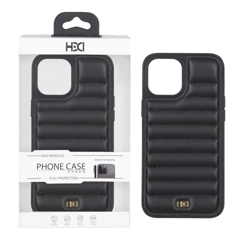قاب اورجینال HDD چرم پافری طرح دوخت Apple iPhone 12 Pro Max - مشکی (پک دار) - تصویر 2