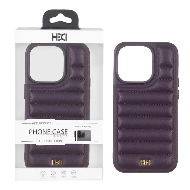 قاب اورجینال HDD چرم پافری طرح دوخت Apple iPhone 14 Pro - بنفش (پک دار) - تصویر 2