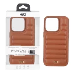قاب اورجینال HDD چرم پافری طرح دوخت Apple iPhone 14 Pro - کاراملی (پک دار)