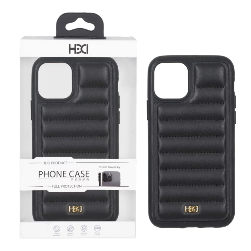 قاب اورجینال HDD چرم پافری طرح دوخت Apple iPhone 11 Pro - مشکی (پک دار) - تصویر 2