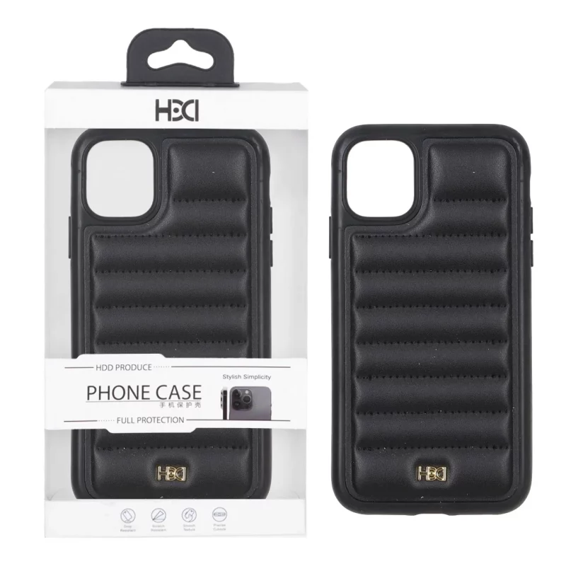 قاب اورجینال HDD چرم پافری طرح دوخت Apple iPhone 11 - مشکی (پک دار) - تصویر 2