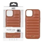 قاب اورجینال HDD چرم پافری طرح دوخت Apple iPhone 13 / iPhone 14 - کاراملی (پک دار)