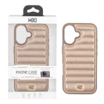 قاب اورجینال HDD چرم پافری طرح دوخت Apple iPhone 16 - طلایی (پک دار)