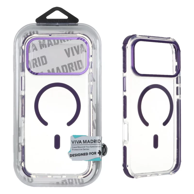 قاب اورجینال VIVA MADRID شفاف MagSafe ایربگ دار لنز متال Apple iPhone 17 Pro Max - بنفش (پک دار) - تصویر 2