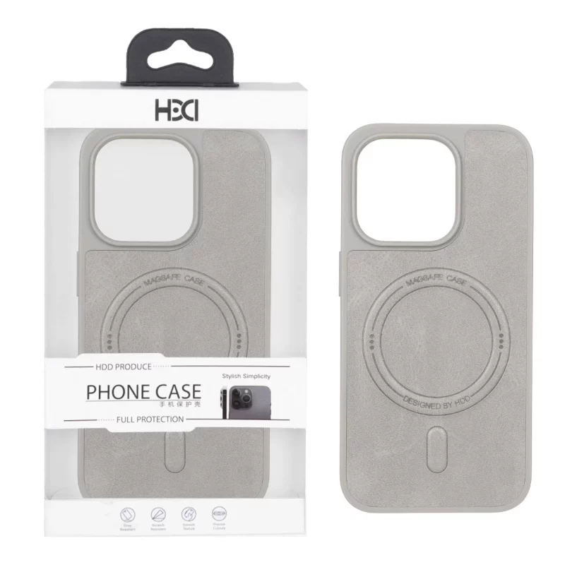 قاب اورجینال HDD چرمی MagSafe مدل Apple iPhone 15 Pro - طوسی (پک دار) - تصویر 2
