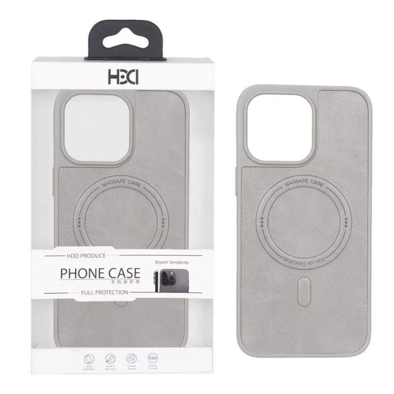 قاب اورجینال HDD چرمی MagSafe مدل Apple iPhone 14 Pro Max - طوسی (پک دار) - تصویر 2
