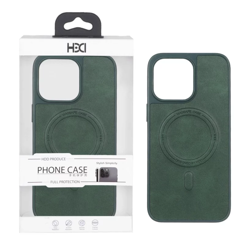 قاب اورجینال HDD چرمی MagSafe مدل Apple iPhone 15 Pro Max - سبز (پک دار) - تصویر 2
