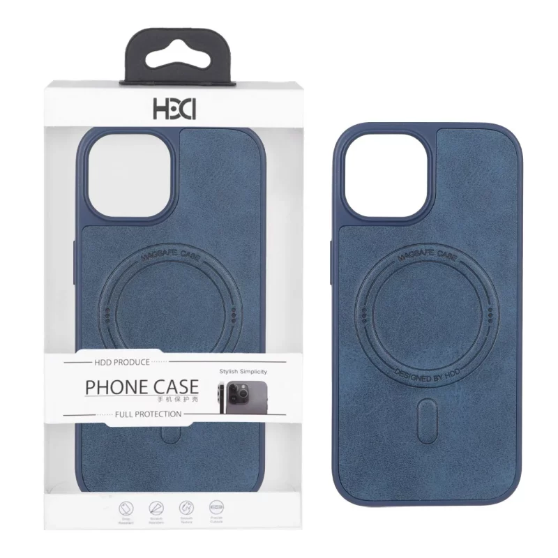قاب اورجینال HDD چرمی MagSafe مدل Apple iPhone 15 / iPhone 14 / iPhone 13 - سرمه ای (پک دار) - تصویر 2
