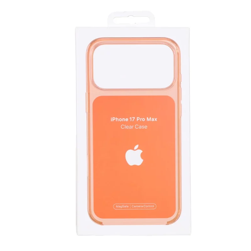 قاب اورجینال Clear Case شفاف MagSafe آی سی دار Apple iPhone 17 Pro Max - نارنجی (پک دار) - تصویر 2