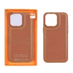 قاب اورجینال HDD برزنتی دور چرم دوخت دار Apple iPhone 15 Pro Max - قهوه ای (پک دار)