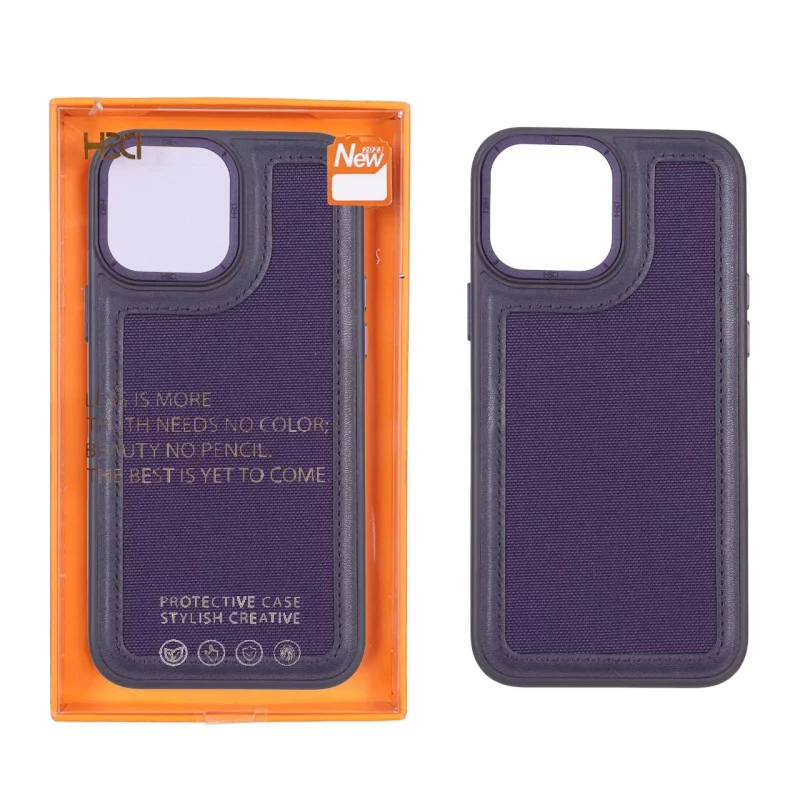 قاب اورجینال HDD برزنتی دور چرم دوخت دار Apple iPhone 13 Pro Max - بنفش (پک دار) - تصویر 2