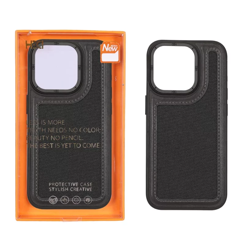 قاب اورجینال HDD برزنتی دور چرم دوخت دار Apple iPhone 15 Pro - مشکی (پک دار) - تصویر 2