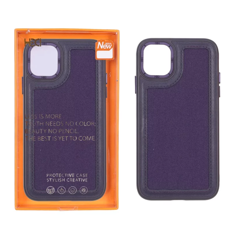 قاب اورجینال HDD برزنتی دور چرم دوخت دار Apple iPhone 11 - بنفش (پک دار) - تصویر 2
