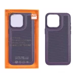 قاب اورجینال HDD برزنتی دور چرم دوخت دار Apple iPhone 14 Pro - بنفش (پک دار)