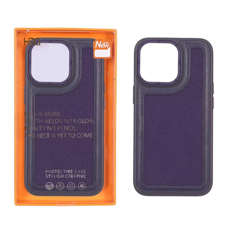 قاب اورجینال HDD برزنتی دور چرم دوخت دار Apple iPhone 13 Pro - بنفش (پک دار) - تصویر 2