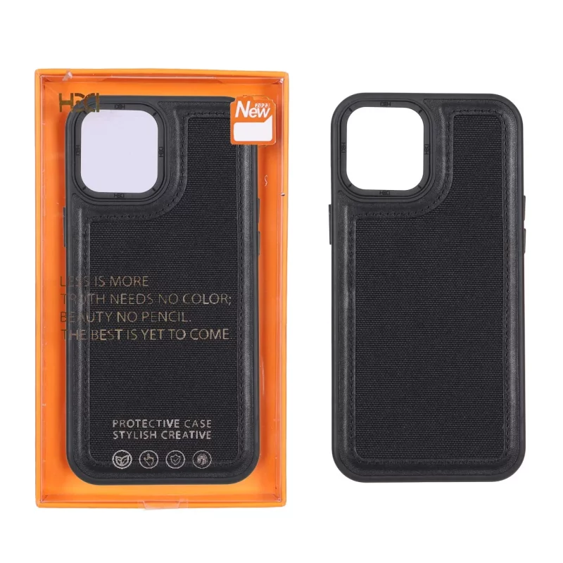 قاب اورجینال HDD برزنتی دور چرم دوخت دار Apple iPhone 12 Pro Max - مشکی (پک دار) - تصویر 2