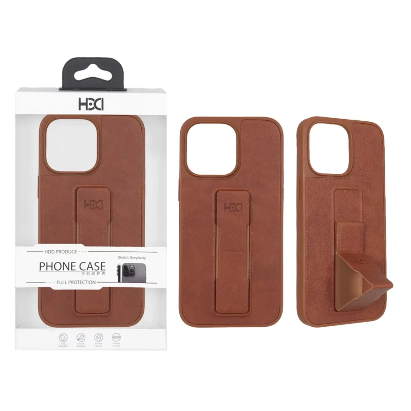 قاب اورجینال HDD چرمی استندشو مگنتی Apple iPhone 14 Pro Max - کاراملی (پک دار) - تصویر 2
