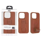 قاب اورجینال HDD چرمی استندشو مگنتی Apple iPhone 15 Pro - کاراملی (پک دار)