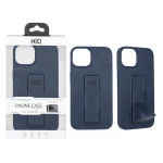 قاب اورجینال HDD چرمی استندشو مگنتی Apple iPhone 13 / iPhone 14 - سرمه ای (پک دار)