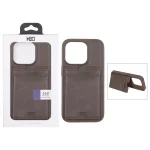 قاب اورجینال HDD چرمی جاکارتی مگنتی استندشو Apple iPhone 15 Pro - صحرایی (پک دار)
