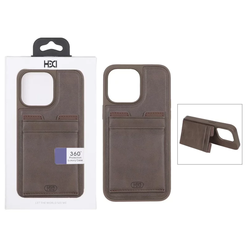 قاب اورجینال HDD چرمی جاکارتی مگنتی استندشو Apple iPhone 14 Pro Max - صحرایی (پک دار) - تصویر 2