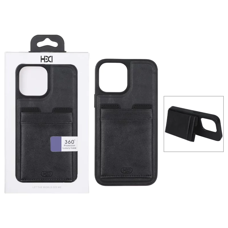 قاب اورجینال HDD چرمی جاکارتی مگنتی استندشو Apple iPhone 13 Pro Max - مشکی (پک دار) - تصویر 2