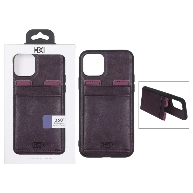 قاب اورجینال HDD چرمی جاکارتی مگنتی استندشو Apple iPhone 11 Pro - بنفش (پک دار) - تصویر 2