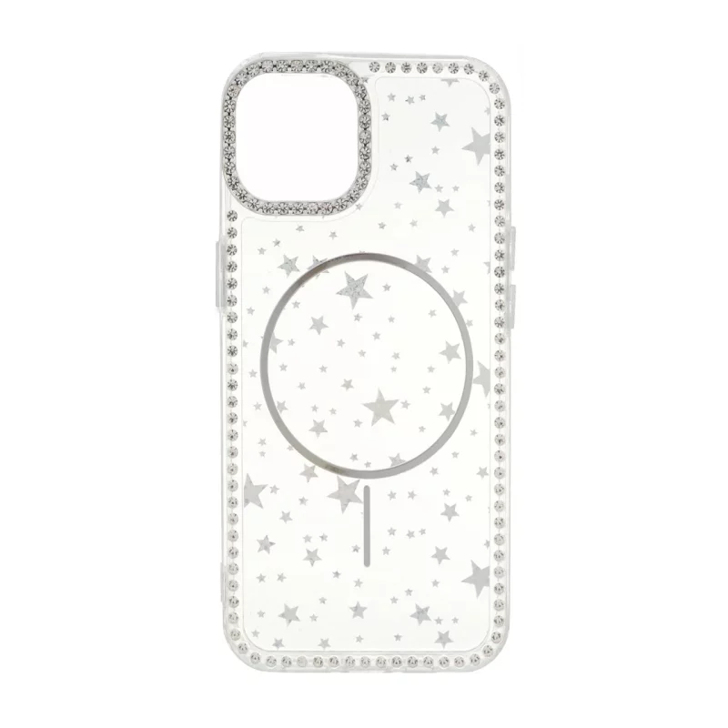 قاب Star شفاف طرح مگ سیف نگین دار Apple iPhone 13 / iPhone 14 - نقره ای - تصویر 2