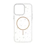قاب Star شفاف طرح مگ سیف نگین دار Apple iPhone 15 Pro Max - طلایی