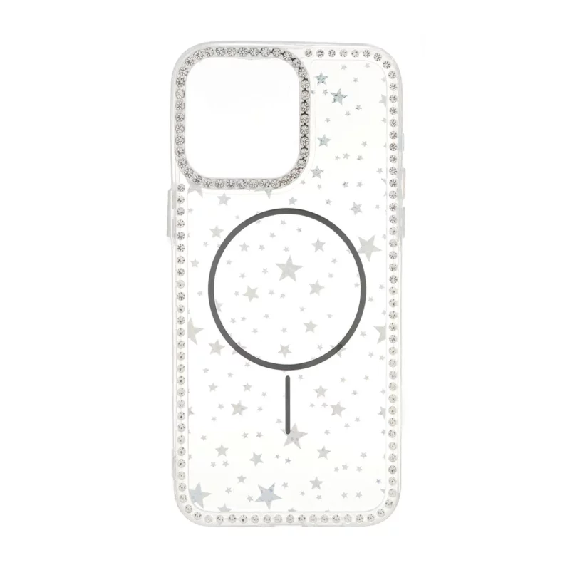 قاب Star شفاف طرح مگ سیف نگین دار Apple iPhone 15 Pro Max - مشکی - تصویر 2
