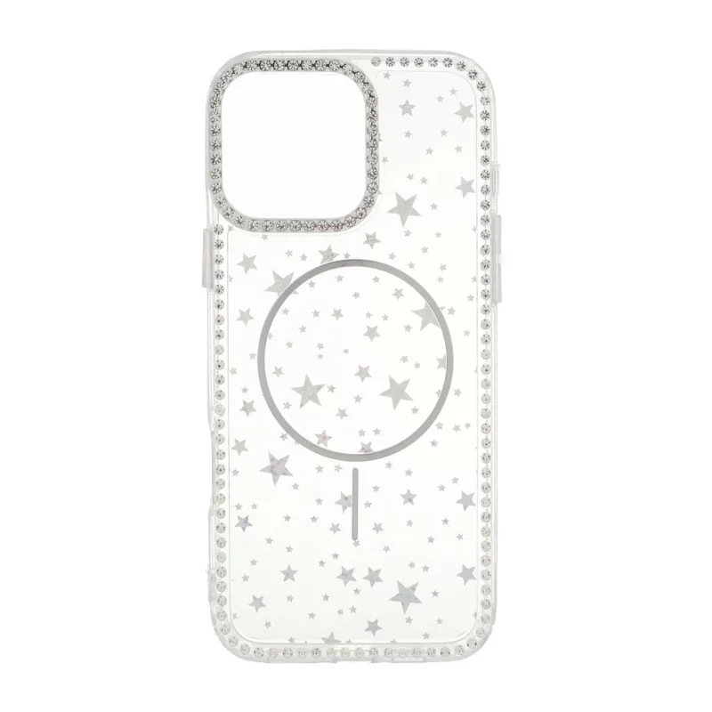 قاب Star شفاف طرح مگ سیف نگین دار Apple iPhone 16 Pro Max - نقره ای - تصویر 2