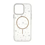 قاب Star شفاف طرح مگ سیف نگین دار Apple iPhone 16 Pro Max - طلایی