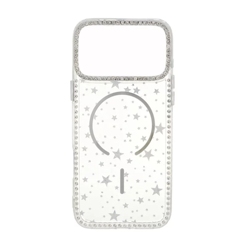 قاب Star شفاف طرح مگ سیف نگین دار Apple iPhone 17 Pro Max - نقره ای - تصویر 2