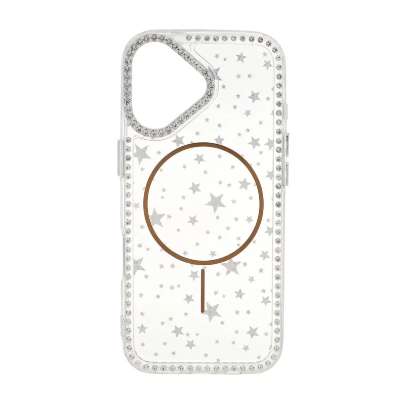 قاب Star شفاف طرح مگ سیف نگین دار Apple iPhone 17 - طلایی - تصویر 2