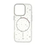 قاب Star شفاف طرح مگ سیف نگین دار Apple iPhone 16 Pro - نقره ای