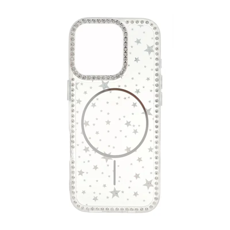قاب Star شفاف طرح مگ سیف نگین دار Apple iPhone 16 Pro - نقره ای - تصویر 2
