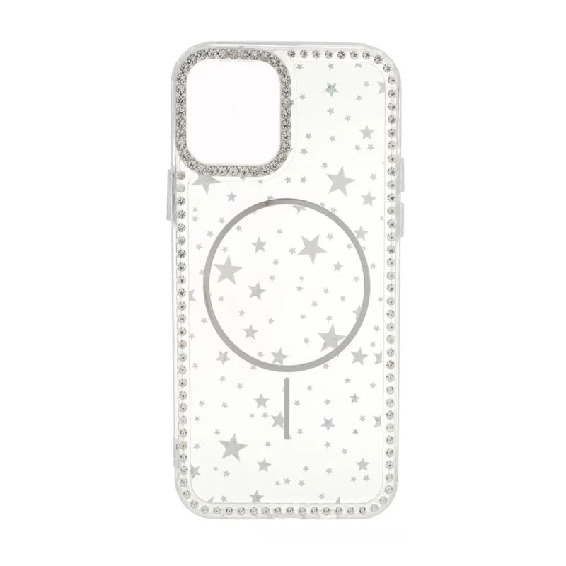 قاب Star شفاف طرح مگ سیف نگین دار Apple iPhone 12 Pro / iPhone 12 - نقره ای - تصویر 2
