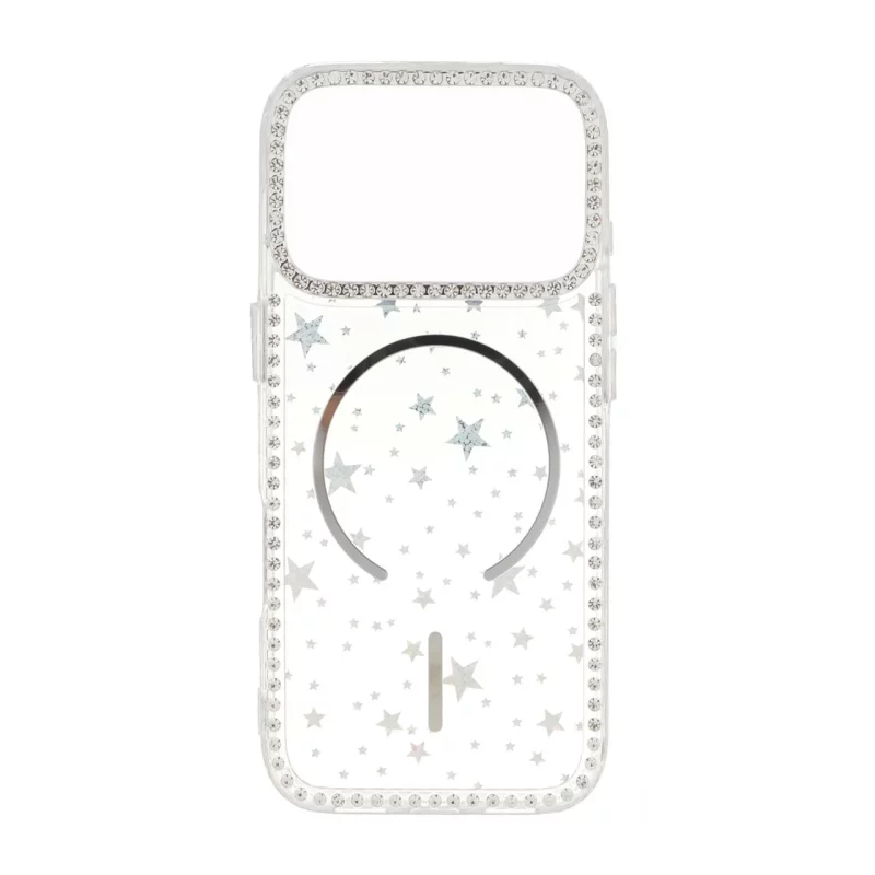 قاب Star شفاف طرح مگ سیف نگین دار Apple iPhone 17 Pro - نقره ای - تصویر 2