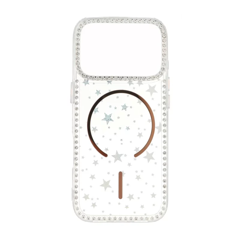 قاب Star شفاف طرح مگ سیف نگین دار Apple iPhone 17 Pro - طلایی - تصویر 2