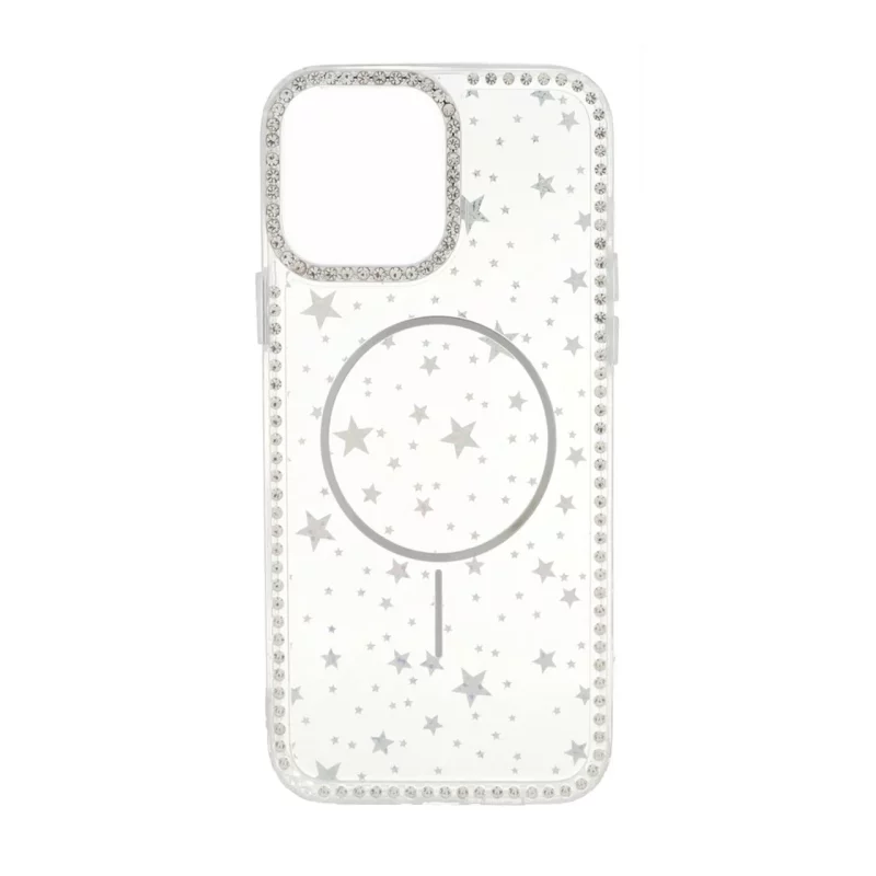 قاب Star شفاف طرح مگ سیف نگین دار Apple iPhone 13 Pro Max - نقره ای - تصویر 2