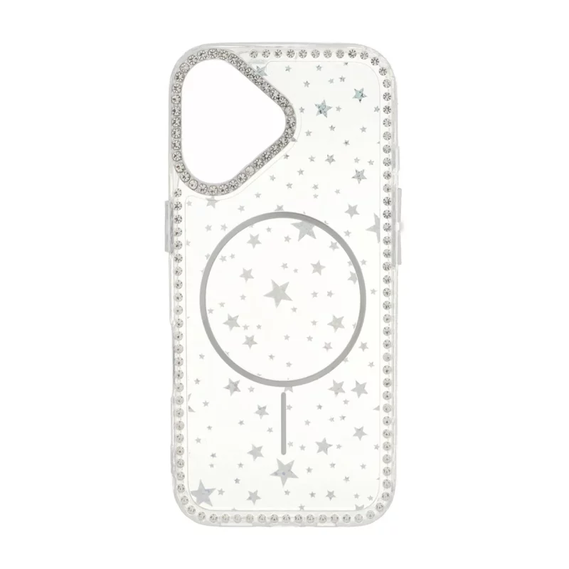 قاب Star شفاف طرح مگ سیف نگین دار Apple iPhone 16 - نقره ای - تصویر 2