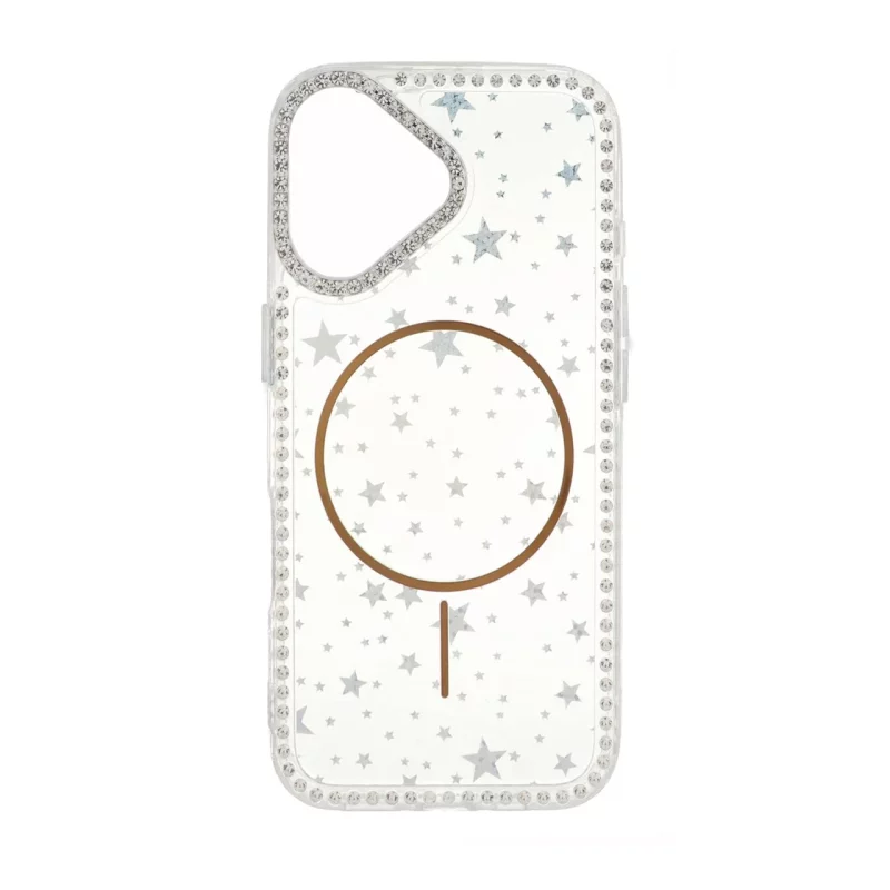 قاب Star شفاف طرح مگ سیف نگین دار Apple iPhone 16 - طلایی - تصویر 2