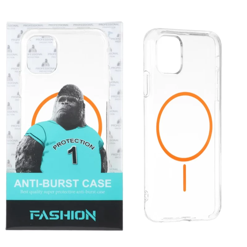 قاب شفاف Anti Burst دور ژله ای MagSafe مدل Apple iPhone 11 - نارنجی (پک دار) - تصویر 2