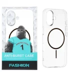 قاب شفاف Anti Burst دور ژله ای MagSafe مدل Apple iPhone 16 - مشکی (پک دار)