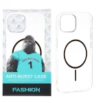 قاب شفاف Anti Burst دور ژله ای MagSafe مدل Apple iPhone 15 / iPhone 14 / iPhone 13 - مشکی (پک دار)