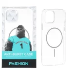 قاب شفاف Anti Burst دور ژله ای MagSafe مدل Apple iPhone 11 Pro - طوسی (پک دار)