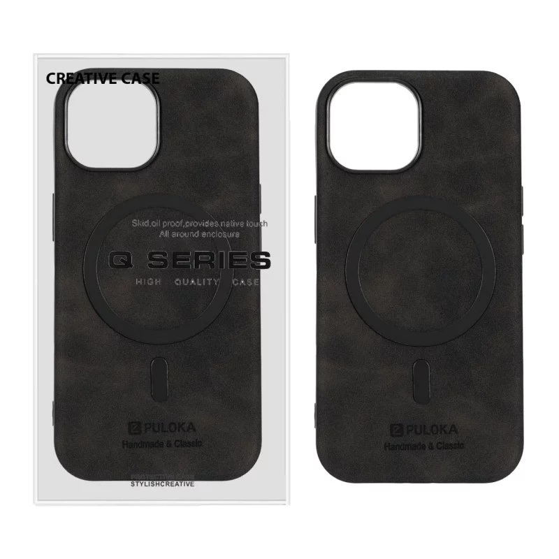 قاب Puloka جیر MagSafe لنز براق Apple iPhone 15 / iPhone 14 / iPhone 13 - مشکی (پک دار) - تصویر 2