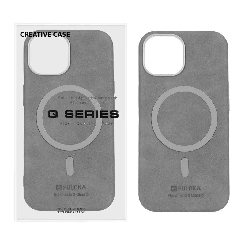 قاب Puloka جیر MagSafe لنز براق Apple iPhone 15 / iPhone 14 / iPhone 13 - طوسی (پک دار) - تصویر 2