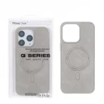 قاب HDD چرمی MagSafe مدل Apple iPhone 15 Pro Max - طوسی (پک دار)